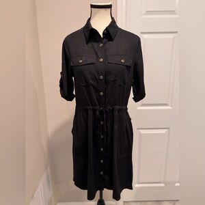 NWT- Elegant Black Button-Down Dress- Size Small
